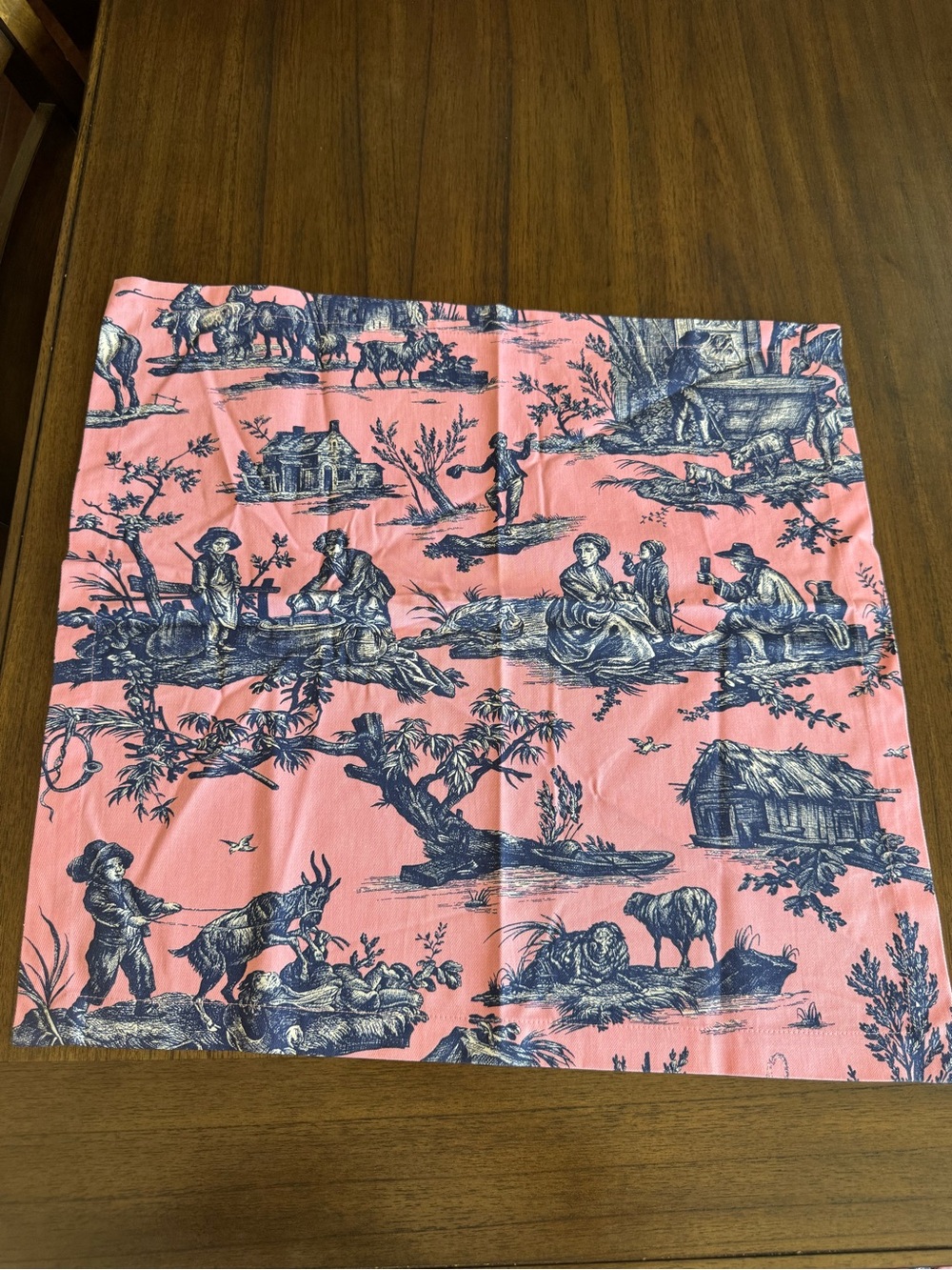 Williams Sonoma Set of 6 Pink Toile Cotton Dinner Napkins French Country - Picture 16 of 16